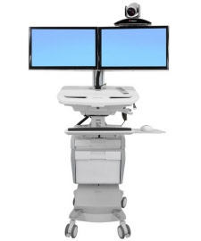 sv44-56t1-3 styleview telemedicine cart with dual monitor, sla powered, uk, irl, hkg, mys
