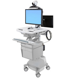 sv44-57t1-3 styleview telemedicine cart with back-to-back monitor, sla powered, uk, irl, hkg, mys